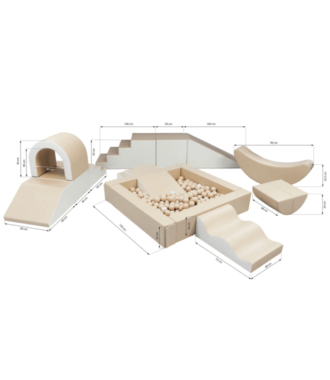 Foam blokken party set XXL in beige tinten – stijlvol en veilig speelplezier voor kinderen