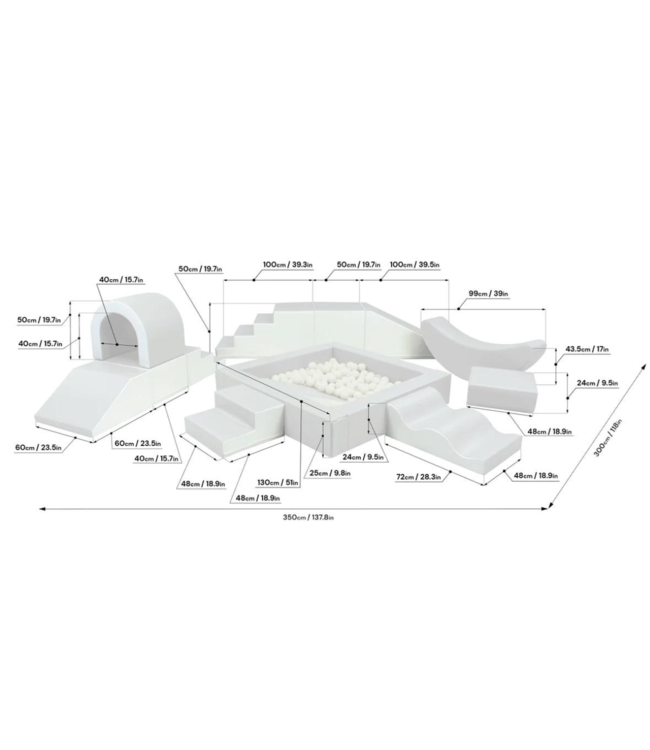 Foam blokken party set XXL in wit – minimalistisch en veilig speelplezier voor kinderen