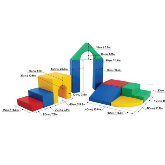 Foam blokken set XXL in primaire kleuren – veilig speelplezier vanaf 9 maanden