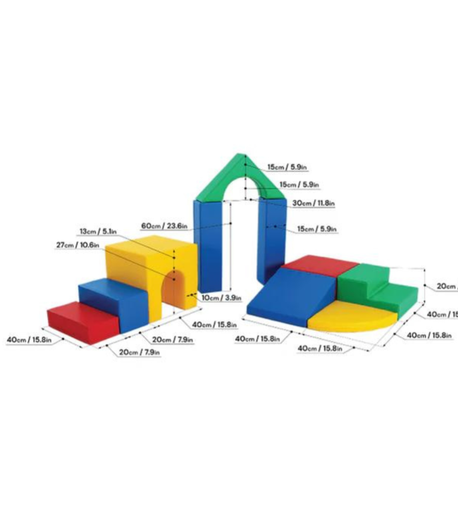 Foam blokken set XXL in primaire kleuren – veilig speelplezier vanaf 9 maanden
