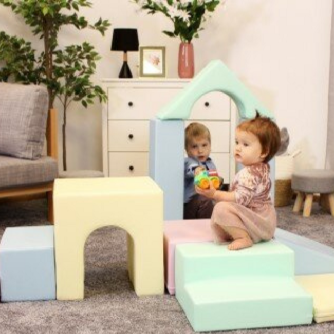 Foam blokken set Creativity in zachte pasteltinten voor bouwen & fantasie