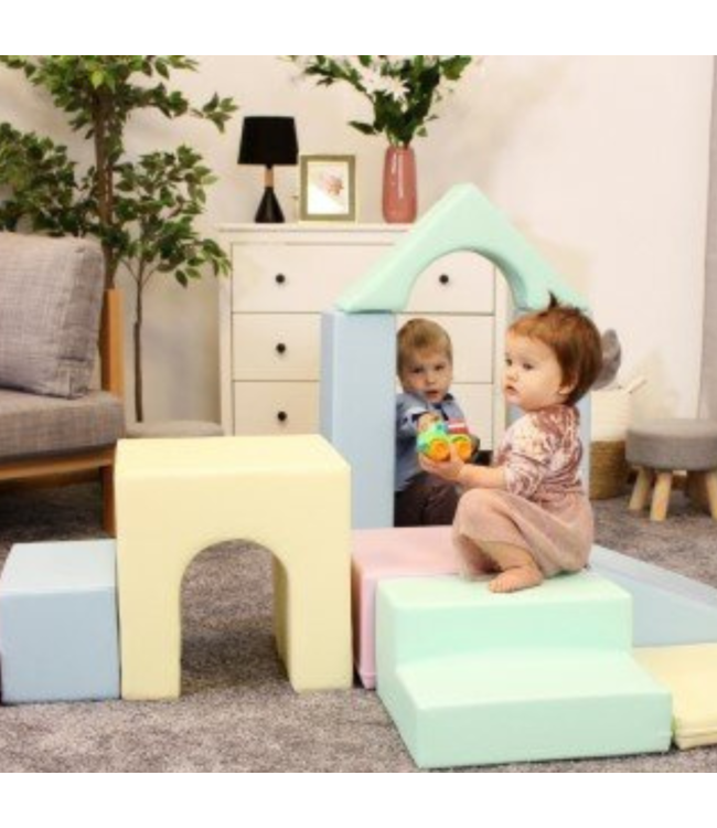 Foam blokken set XXL pastel – zacht spelen en bouwen vanaf 9 maanden