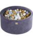 Grafiet velvet ballenbak met 300 ballen (90x40 cm)