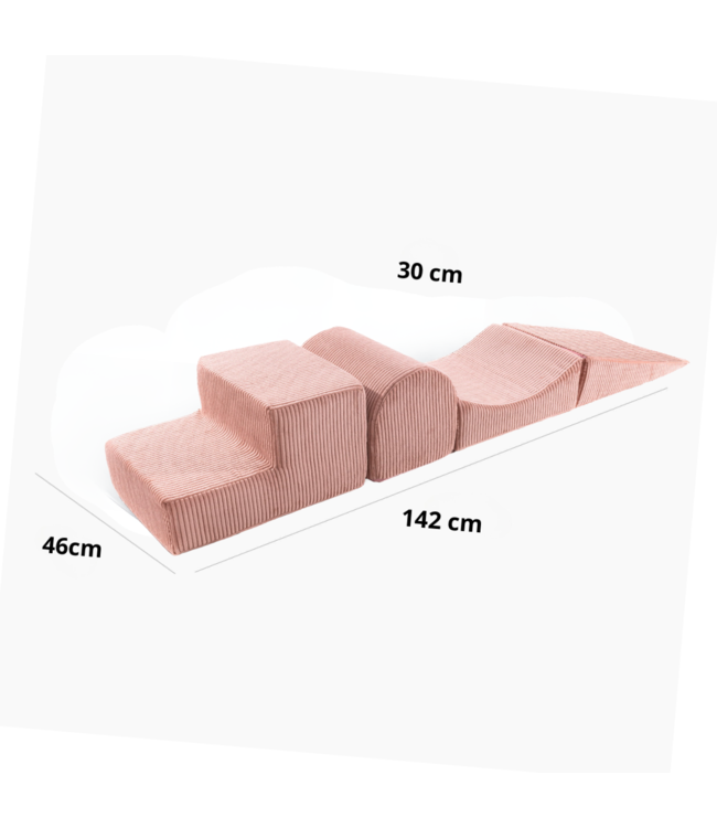 Roze foam blokken set corduroy – speels en functioneel kinderspeelgoed