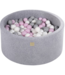 Lichtgrijze velvet ballenbak met 300 ballen (90x40 cm) voor peuters en kleuters