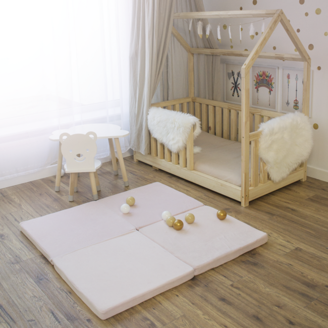 Roze foam speelmat met zachte velvet hoes