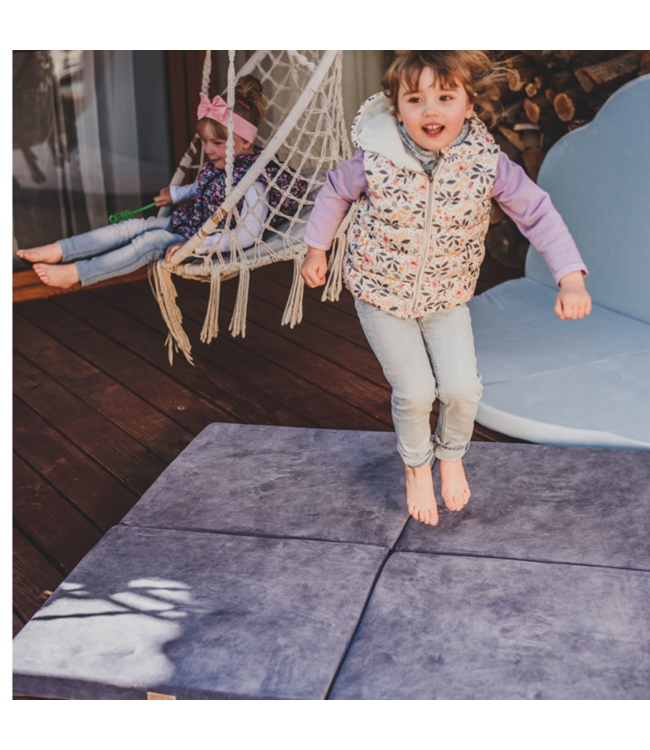 Blauwe foam speelmat van verbonden elementen, 120x120 cm