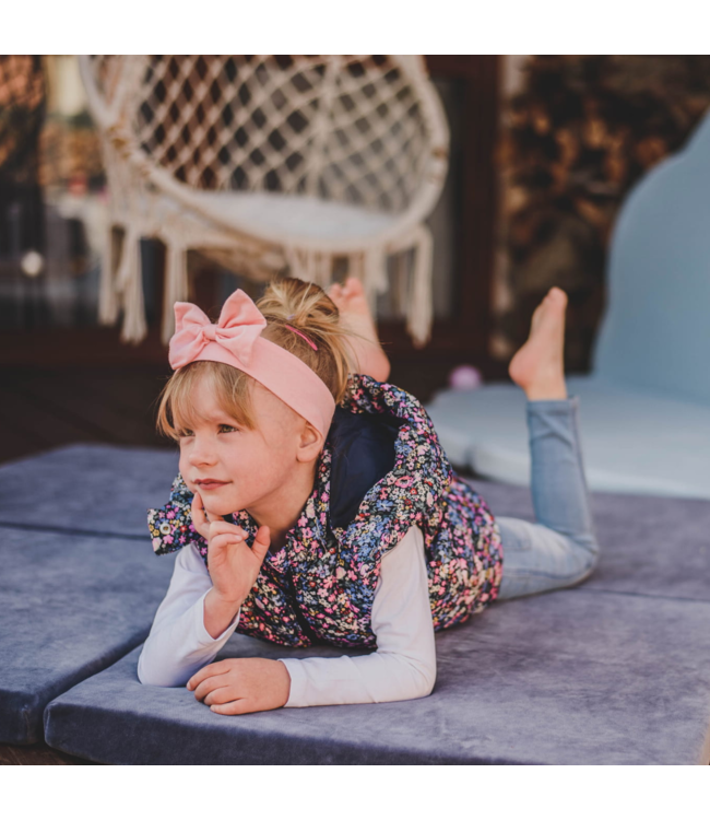 Blauwe foam speelmat van verbonden elementen, 120x120 cm