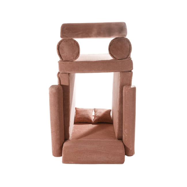 Roze modulaire kinderbank van zachte corduroy stof