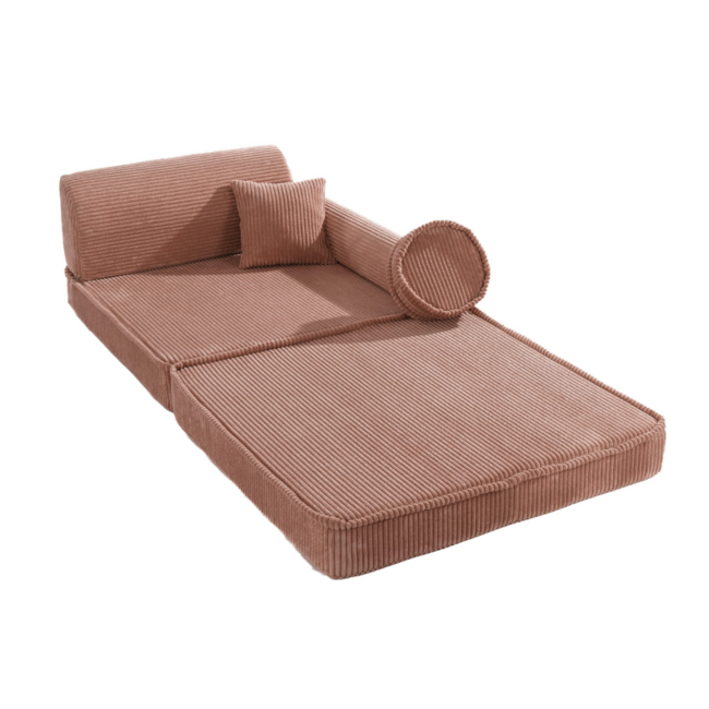 Banc modulable rose pour enfants en tissu velours côtelé doux