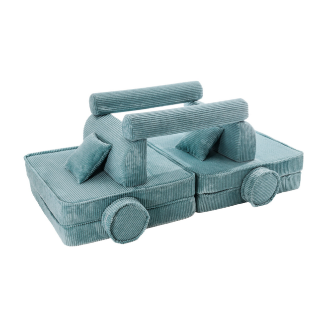 Banc modulable turquoise pour enfants en tissu velours côtelé doux