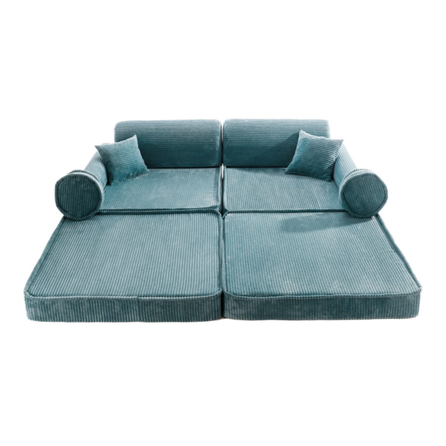 Banc modulable turquoise pour enfants en tissu velours côtelé doux