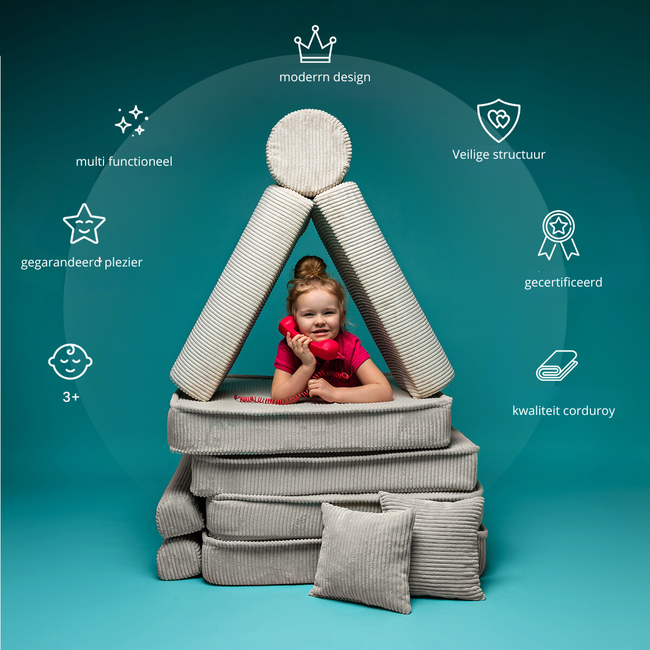 Braune modulare Kindersofa aus weichem Cordstoff