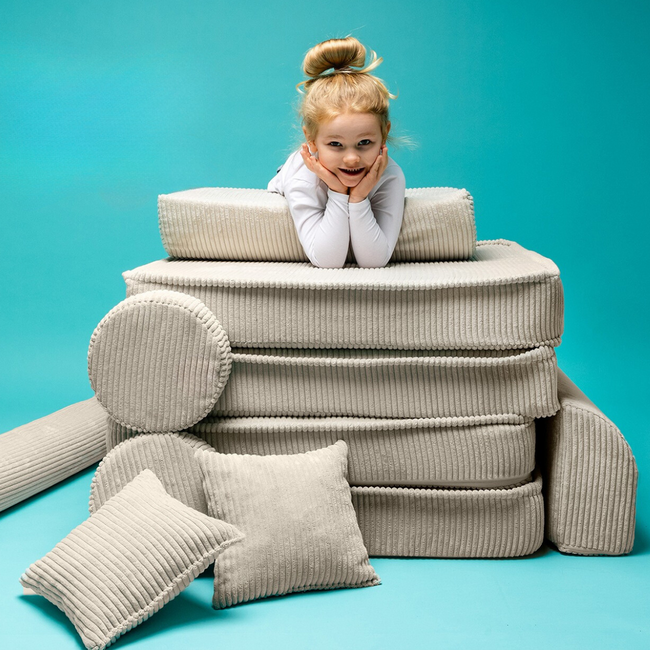 Bruine modulaire kinderbank van zachte corduroy stof