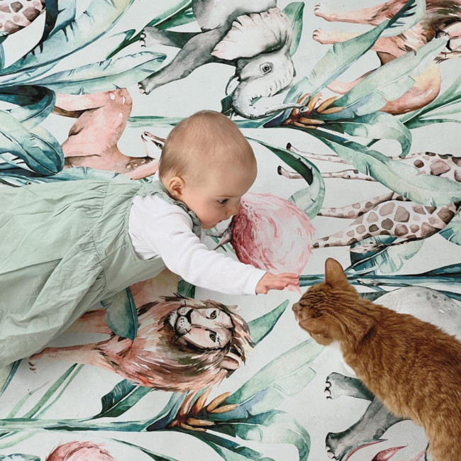 Rectangle play mat with African Life design for a safe and comfortable play area