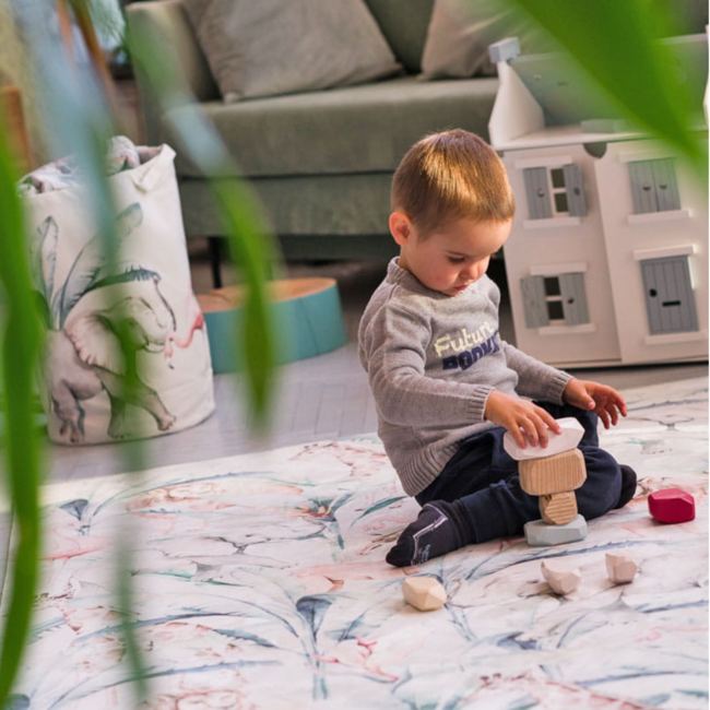 Rechthoekig speelkleed met African Life-design voor een veilige en comfortabele speelomgeving