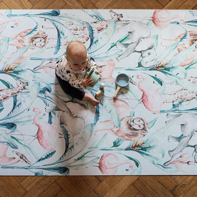 Rectangle play mat with African Life design for a safe and comfortable play area