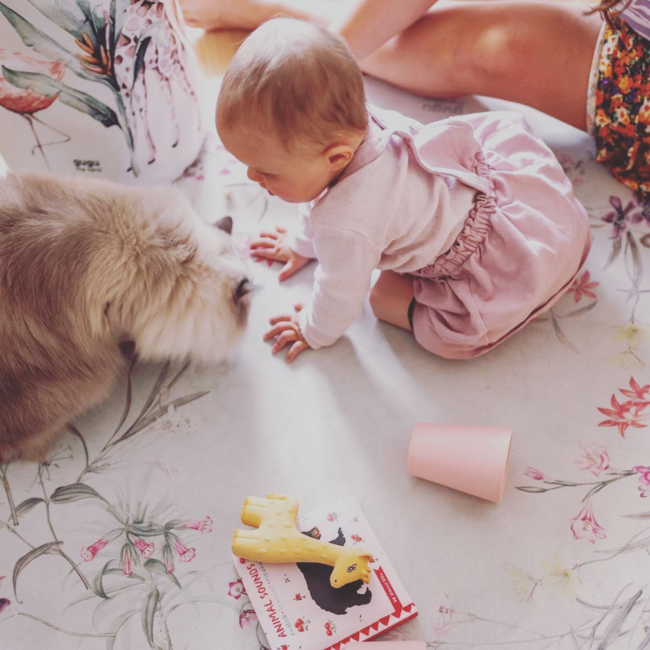Rectangle play mat with Flower Garden print for safe and comfortable play