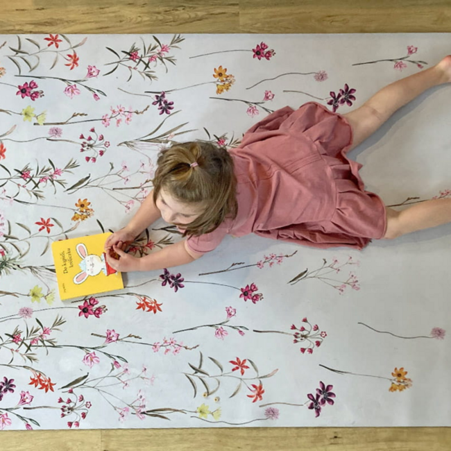 Rectangle play mat with Flower Garden print for safe and comfortable play