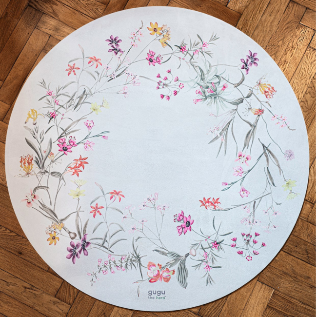 Tapis de jeu rond avec motif Flower Garden pour un jeu sûr et confortable