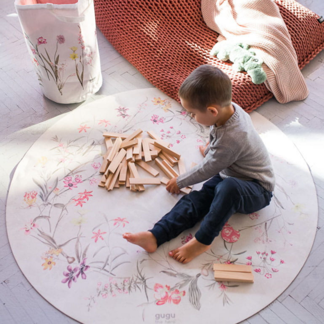 Rond speelkleed met Flower Garden-print voor veilig en comfortabel speelplezier