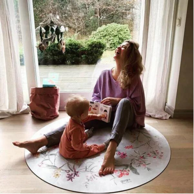 Tapis de jeu rond avec motif Flower Garden pour un jeu sûr et confortable