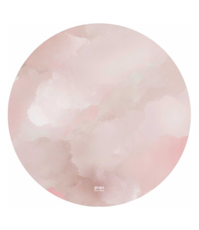 Rond speelkleed in zachte pastelkleuren met wolkenprint, duurzaam en comfortabel