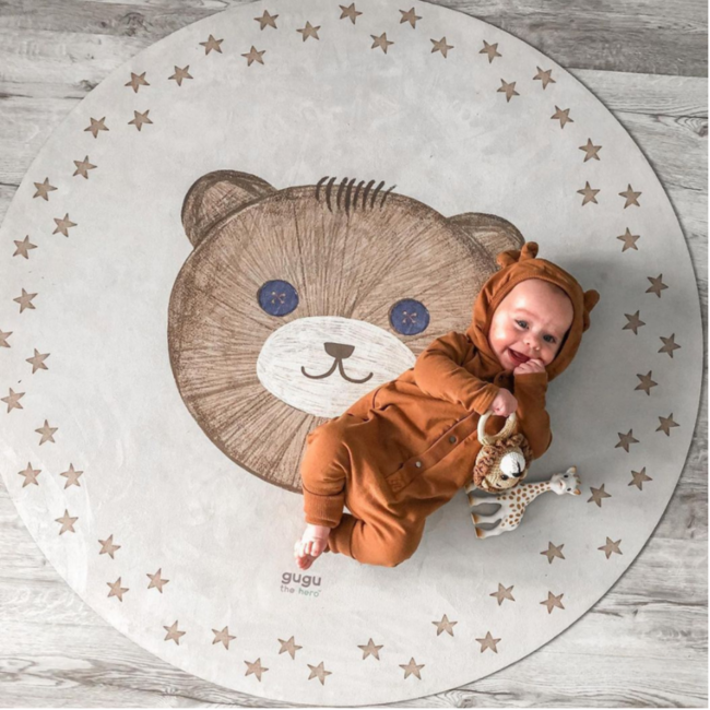 Runde Spielmatte mit Teddy-Solo-Print für sicheres und komfortables Spielen