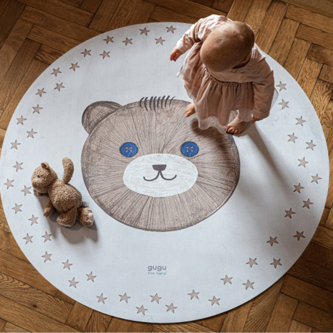 Round play mat with Teddy Solo print for safe and comfortable play