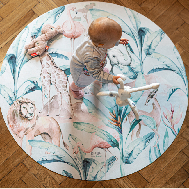 Rond speelkleed met African Life-print voor veilig en comfortabel speelplezier
