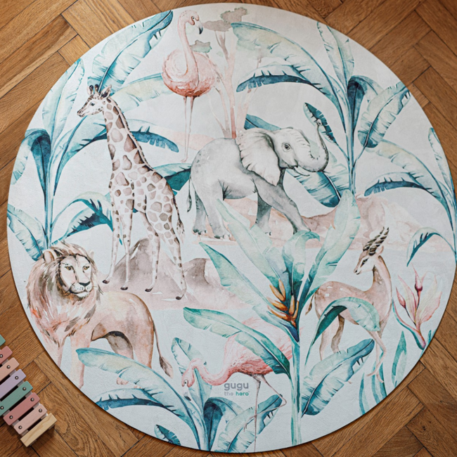 Tapis de jeu rond avec motif African Life pour un jeu sûr et confortable