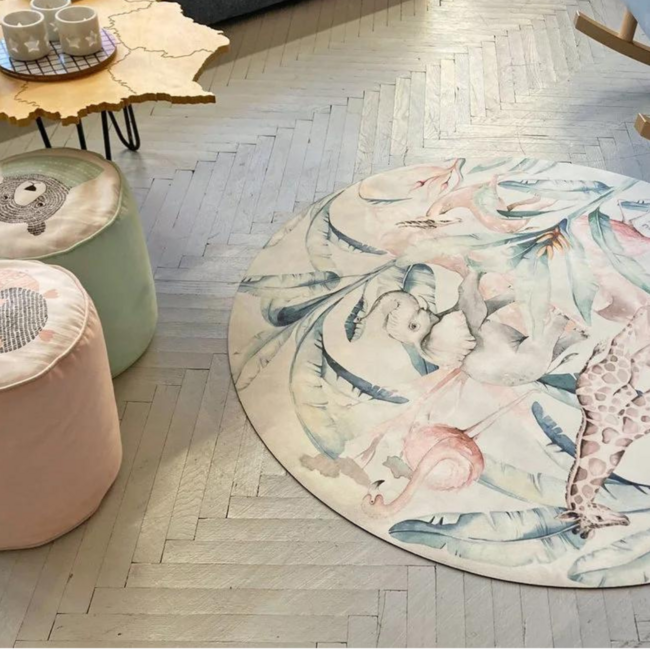 Rond speelkleed met African Life-print voor veilig en comfortabel speelplezier