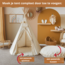 Boho teepee tent with tassels in ecru – cozy play tent for kids