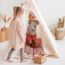Boho teepee tent with tassels in ecru – cozy play tent for kids