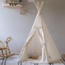 Boho teepee tent with tassels in ecru – cozy play tent for kids