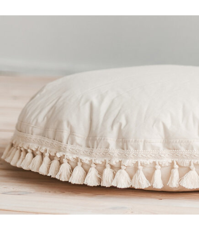 PATCH HOME Zitzak, 2-in-1 zitkussen, vloerkussen voor volwassenen en kinderen, gamekussen met vulling, beanbag ( 155 cm, crème