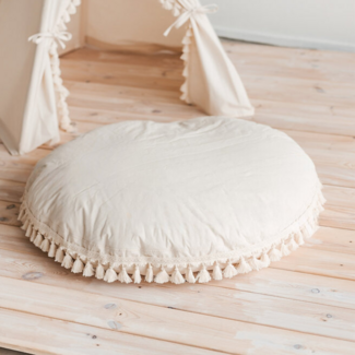 Minicamp Coussin de sol avec franges | Ecru