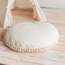 Oversized floor cushion with fringes | Ecru | 100 cm