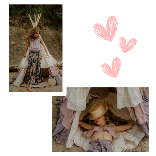 Tipi tent met speelse franje – Powder Frills | Gezellige speelhoek voor kinderkamer