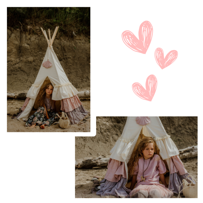 Tipi-Zelt mit verspielten Fransen – Powder Frills | Gemütliche Spiel- und Kuschelecke