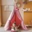 Roze boho tipi tent van katoen en hout voor creatief speelplezier