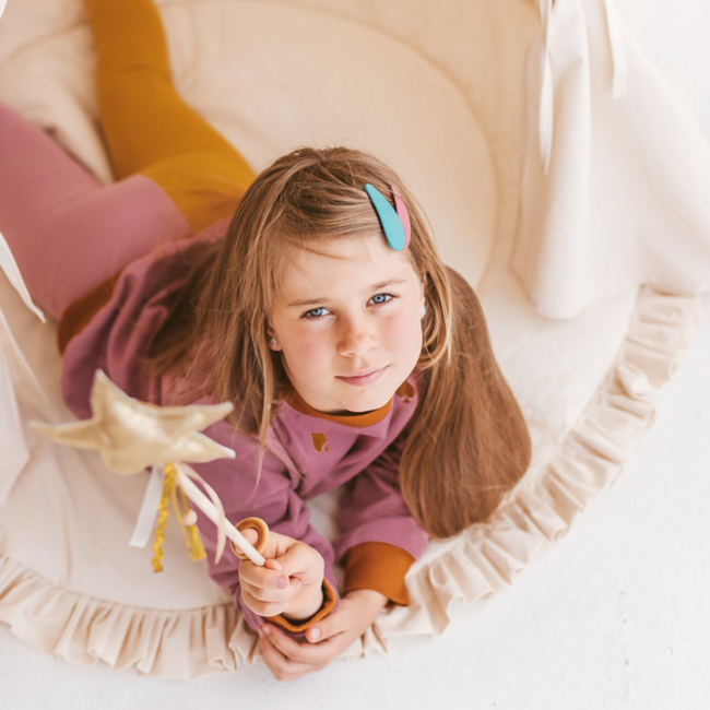 Rond speelkleed met rushes – zacht katoen en boho uitstraling