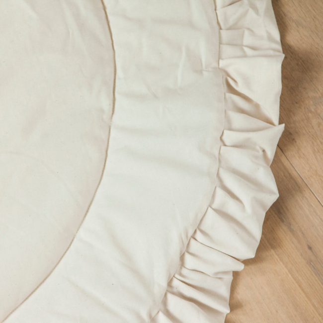 Tapis de jeu rond avec franges | Ecru | 115 cm