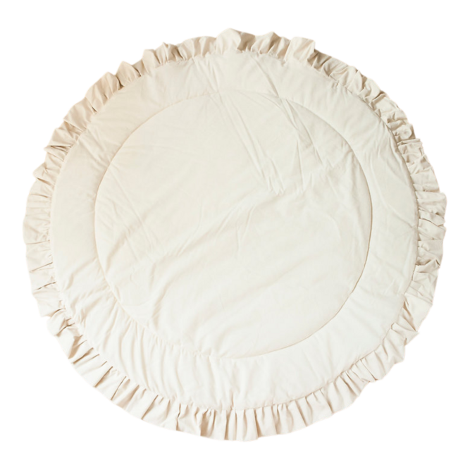 Round play mat with fringes | Ecru | 115 cm