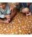 Kinder vloerkussen ecru met gebloemd bruin bloemetjes patroon