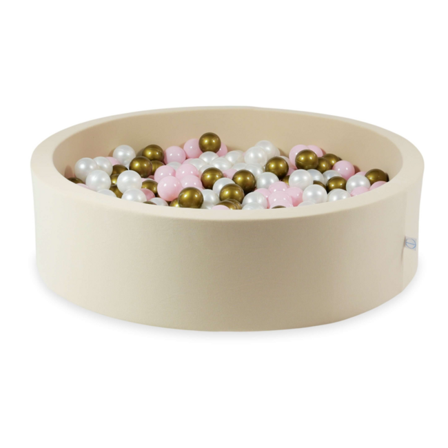 Ronde ballenbak voor 400 ballen in katoen beige – veilig, stevig en comfortabel