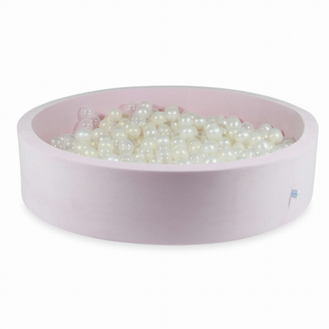 Soft velvet ball pit for 400 balls in light pink – safe, sturdy and comfortable