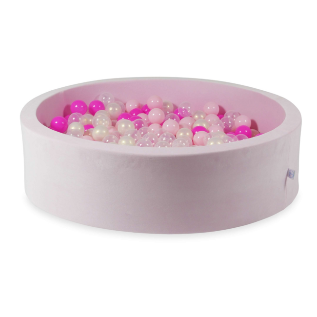 Soft velvet ball pit for 400 balls in light pink – safe, sturdy and comfortable