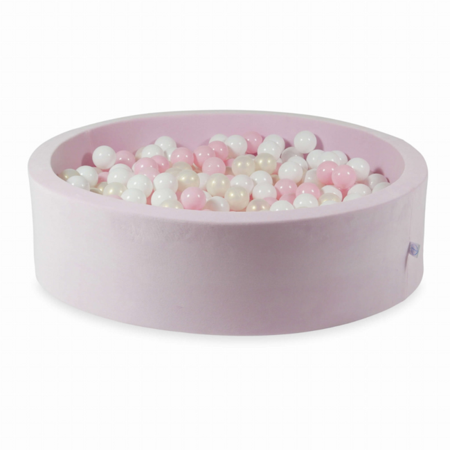 Bac à balles Soft Velvet pour 400 balles en rose clair – sûr, solide et confortable