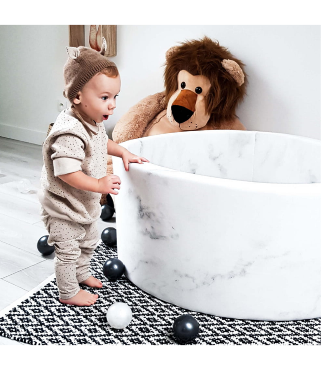 Marmerkleurige ballenbak zonder ballen met katoenen hoes – 110 x 30 cm